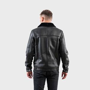 Veste en cuir de haute qualité en peau d'agneau véritable usine directe grande taille veste en cuir à fermeture éclair à la mode pour hommes manteaux en cuir - Product Image 5
