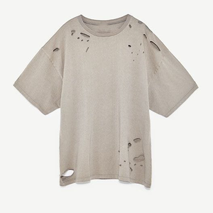 T-shirts à trous déchirés pour hommes 100% coton de qualité supérieure Nouveau modèle à bas prix - Product Image 6