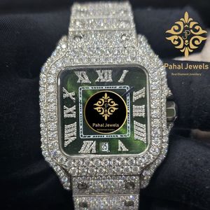 นาฬิกาข้อมือเพชรทรงสี่เหลี่ยมหรูหรา Pahal Jewels สำหรับผู้หญิง ตัวเรือนสแตนเลสสตีล หน้าปัดแสดงวันที่แบบอนาล็อก ขนาด 40 มม. กระจกแซฟไฟร์ ตัวล็อคแบบพับ - Product Image 5
