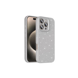 Étui de luxe Netzy en paillettes argentées pour iPhone 16 Pro, coque arrière en silicone avec protection de l'appareil photo, logo personnalisé, étui de téléphone portable modèle Plus - Product Image 1
