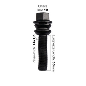 10 tornillos negros ch.19 14x1.5 l.53mm con arandela esférica móvil - Product Image 2