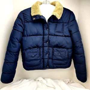 Aeropostale Manteau bouffant court Col Sherpa Marine Chaud Hiver Enfants XL - Product Image 1