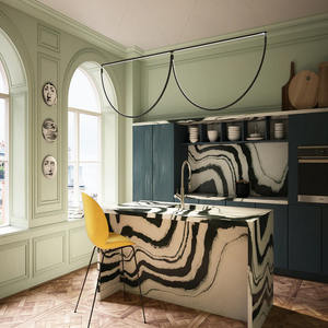 Grande dalle de marbre blanc Panda moderne, pierre naturelle, écologique, pour projets de design d'intérieur haut de gamme, usage commercial et restauration - Product Image 1