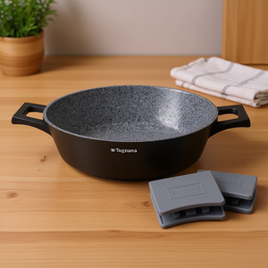 Poêle antiadhésive en aluminium Ambiziosa (28 cm) noire et gris pierre avec protège-plats en silicone pour poêles Tognana-WL7915EGRTG - Product Image 3