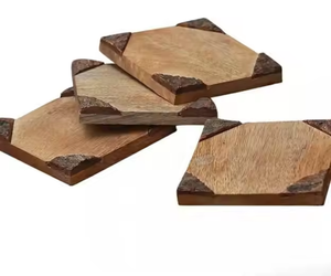 Sous-verres en bois multicolores faits à la main Sous-verres en bois de noyer Sous-verres à boisson Crescent Crafts par Crescent Crafts - Product Image 4