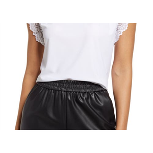 Top Halogen(R) Bianco Taglia Media con Bordo in Pizzo, Outfit Formale da Ufficio con Ricami in Lino e Cotone, Vestibilità Ampia, Lunghezza Corta - Product Image 3