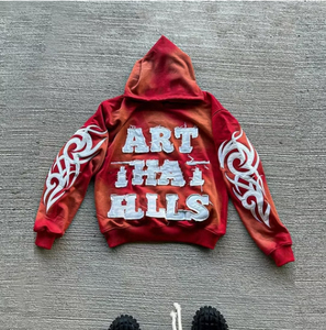 100% algodón francés Terry Dtg remache tachonado Rhinestone impresión piedra lavado desgastado pulóver sudaderas con capucha para hombres - Product Image 3