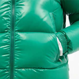 <b>Top</b> quality Custom Nylon Bubble Jacket Quilted Winter Men Shiny Removeable Hooded Puffer Jackets - Product Image 5