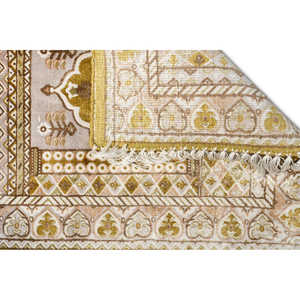 Tapis de prière islamique fait main, motif floral moutarde, viscose premium, rembourré, lavable, léger, pliable, résistant à la décoloration, 27x45, pour la maison - Product Image 2