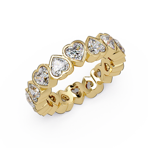 Hermosos anillos de oro puro de 14 quilates con diamantes cultivados en laboratorio de talla brillante en forma de corazón, banda de eternidad completa, anillos de boda y aniversario para mujer. - Product Image 3