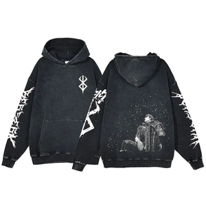 OEM Acid Washed Hoodie 100% Coton Casualwear avec fermeture éclair Design Vintage Streetwear & Rhinestone Disponible dans toutes les couleurs - Product Image 1