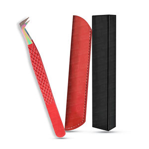 แหนบขนตาไมโครไฟเบอร์แบบด้ามจับนาโนพิมพ์โลโก้สแตนเลสสีรุ้งแหนบปลายแหลม - Product Image 2