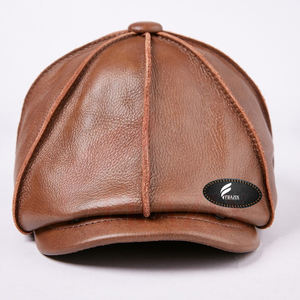 หมวกหนังวัวสำหรับผู้ชายผู้หญิง,หมวกหนังนิ่มสวมใส่สบายไม่ซ้ำใครหมวกหนังล่าสัตว์ - Product Image 2