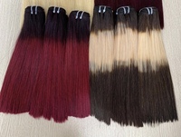 Extensions de cheveux de trame alignées par cuticule droite d'os de couleur bleue paquets de fermetures pour les femmes noires africaines-Cheveux humains de haute qualité