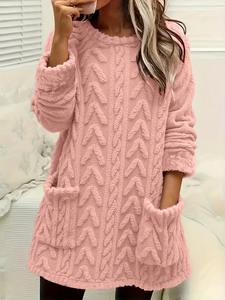 Sudadera Larga con Forro Polar, Estampado Informal, con Bolsillos, Cortavientos, para Adolescentes de Talla Grande, Estilo Europeo y Americano, Otoño-Invierno - Product Image 4