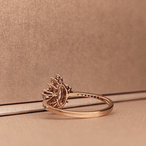 Anillo de boda de diamante de oro sólido de 14K de lujo, calidad superior, Diamante de corte Marquesa personalizado VVS, flor de claridad, oro de 18K para mujer - Product Image 3