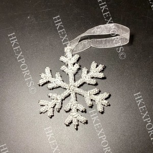 Ornement de Noël en velours fait main en forme de flocon de neige, décoration suspendue de 4 pouces, style traditionnel, artisanat perlé, fournitures de fête, cadeau - Product Image 4