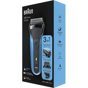 Afeitadora Eléctrica Negra y Azul para Hombre, Mini Afeitadora Rotatoria Húmeda/Seca, Triple Cuchilla, IPX7 Impermeable, Lavable, Alemana, para Barba y Cuerpo - Product Image 1