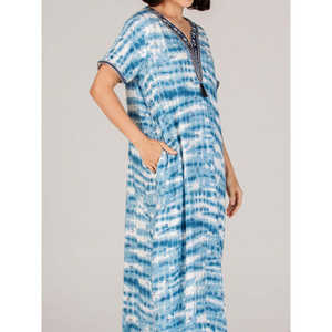 Evolove Camisón Maxi Estampado de Viscosa Liva con Botones y Cremallera para Mujer, Ajuste Holgado, Largo, Suave, Ideal para Verano - Product Image 5