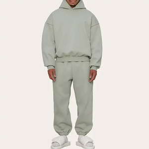Sweatsuit unisexe poids lourd personnalisé brodé surdimensionné vente en gros polyester coton grande taille hommes vêtements d'hiver - Product Image 6