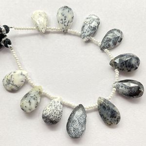 Cuentas briolette con forma de pera facetadas de ópalo dendrita de piedras preciosas naturales de alta calidad para la fabricación de joyas - Product Image 1