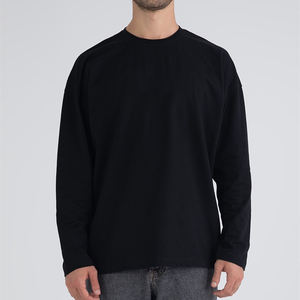 T-Shirt à manches longues et col rond pour hommes, vente en gros, confortable, 95% coton, 5% élasthanne, tricoté, fournisseur de BD - Product Image 1