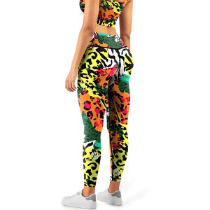 2026 Wholesale <b>top</b> quality Tropical Floral Print Sports Activewear <b>Set</b> For Women, Stretch Workout Wear <b>Top</b> <b>And</b> <b>Leggings</b> Yoga <b>Set</b> - Product Image 3