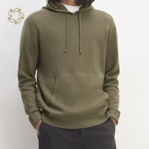 Sweat à capuche pour homme mérinos Swaters en coton biologique pour homme avec capuche Vêtements pour homme naturels Sweats à capuche tricotés de couleur unie - Product Image 2