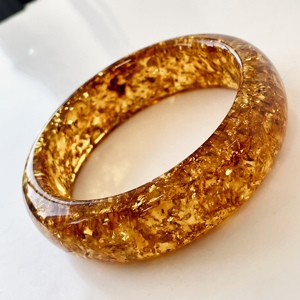 Bracelet jonc en ambre cognac doré, 60 mm, ambre baltique naturel ; Bracelet jonc en ambre couleur cognac naturel - Product Image 6