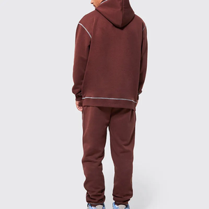 Conjunto de pantalones de chándal con capucha unisex talla XL, ropa informal estilo hip hop con logotipo personalizado, jerséis para correr, costuras en contraste de talla grande - Product Image 4