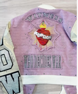 Custom Leather Vintage Letterman College Baseball Bomber Varsity <b>Jacket</b> <b>Rhinestone</b> Embroidered Patch <b>Jacket</b> for Women - Product Image 4
