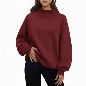 Pull en tricot long imprimé pour femme, col montant oversize, avec tissu doux et respirant, coupe décontractée, élégante et confortable - Product Image 5