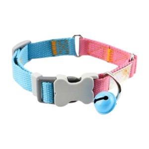 Collier pour chien réglable, léger, simple, en polyester imprimé, sûr, haute durabilité, confortable, doux, avec clochette, pour chiens de taille moyenne et petite - Product Image 1