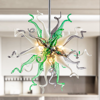 Lustres Sputnik LONGREE en verre soufflé à la main vert, luminaires de plafond pour salon, chambre à coucher, bureau