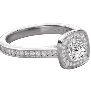 Round Diamond Prong Set Cluster Halo Engagement <b>Ring</b> - Product Image 4