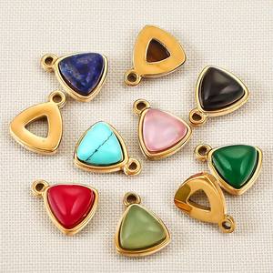 Smooth Christian Trillion <b>Black</b> <b>Obsidian</b> Gemstone Charms Pendant-925 Sterling Silver Cabochon Stone for Wholesale - Product Image 2