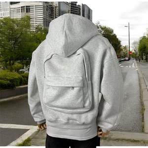 OEM personalizado mochila Zip up sudaderas con capucha en blanco pesado de gran tamaño 400 Gsm francés Terry algodón hombres recortada Boxy Zip up Hoodie - Product Image 1