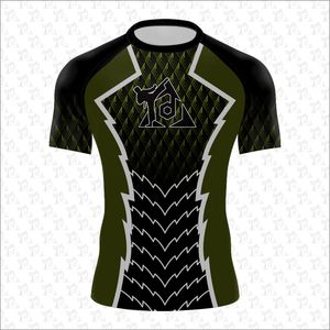 Rash Guard BJJ secado rápido Jiu Jitsu Rash Guard color personalizado transpirable manga corta MMA Rash Guard para hombre OEM personalizado - Product Image 5