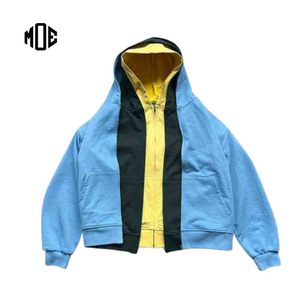 OEM personalizable peso pesado francés Terry 100% algodón 3 capas Zip up Hoodie Color Block Triple capa Hoodies hombres con 3 cremalleras - Product Image 1