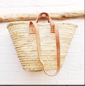 Bolsa de cesta francesa tejida a mano, cesta marroquí de hojas de palma - Product Image 1