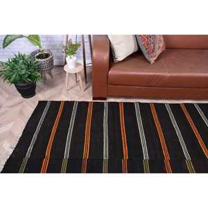 พรมขนาด 6.4x10.2 ฟุต, พรมตุรกีโบราณ, พรมคิลิมลายปะติดสีดำ - Product Image 2