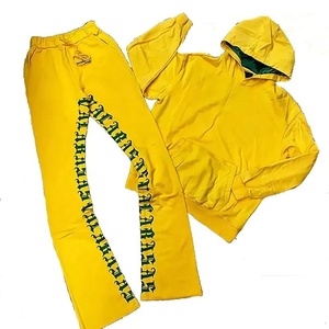 OEM personnalisé hommes décontracté hiver survêtement 100% coton épais polaire survêtement deux pièces sweats à capuche Flare Joggers empilable sweat - Product Image 5