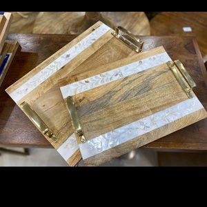 Bandeja de madera para servir platos para comida, bandejas de madera de acacia, cargador sólido de frutas, platos para servir, aperitivos de frutas para comida, apto para aperitivos - Product Image 5