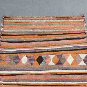 พรมตุรกี, พรมปูพื้นขนาด 3.3x10.7 ฟุต, พรมลายตารางสีส้มคิลิม - Product Image 5