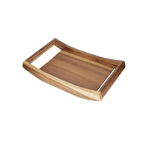 Plateau de petit-déjeuner en bois fait à la main avec poignée en métal bas quantité minimale de commande vente directe d'usine plateau de service en bois fabricant en gros - Product Image 1