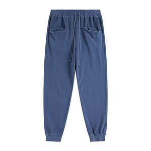 Pantalones deportivos informales de algodón para hombre, pantalones delanteros planos de cintura media con logotipo personalizado y cierre de mosca con cremallera - Product Image 1