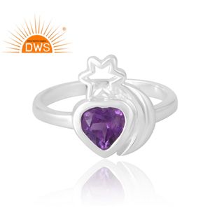 La última venta de anillo de piedras preciosas de amatista natural de Plata de Ley 925 fabricante de joyería personalizada - Product Image 3
