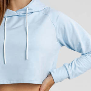Vente en gros de sweats à capuche unis avec logo personnalisé, multicolores, sweats à capuche courts en coton pour femmes, nouveau modèle Service OEM - Product Image 4