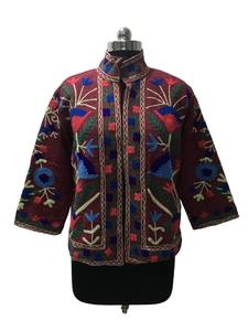 À la main Boho Chic Multicolore Suzani Brodé Coton Respirant Boho Style Artisan Fabriqué Floral Design Veste Traditionnelle - Product Image 4