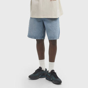 Custom <b>Men's</b> <b>High</b> <b>Waist</b> Distressed Denim Shorts Summer Streetwear Vintage Diamond Baggy Acid Wash All-Rhinestone Design - Product Image 2